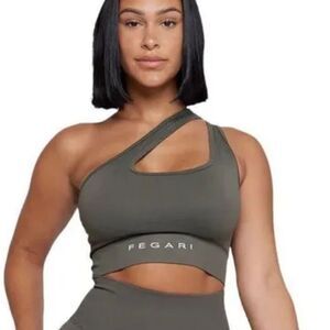 Fegari active Olive Crop Top One-shoulder M NWT in packaging‎